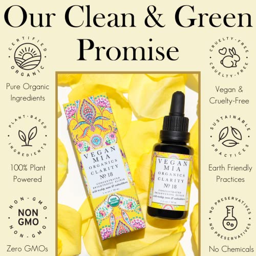 Vegan - USDA Organic Clarity Brightening & Balancing Concentrated Face Oil Serum - with Black Seed Oil, Jojoba Oil, Green Tea, Neem, Maracuja, Rosehip Seed Oil and More Facial Oils - Reveal Visibly Clearer, Smoother, More Radiant Skin Naturally, 0.5 fl oz