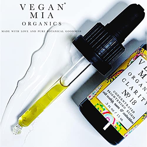 Vegan - USDA Organic Clarity Brightening & Balancing Concentrated Face Oil Serum - with Black Seed Oil, Jojoba Oil, Green Tea, Neem, Maracuja, Rosehip Seed Oil and More Facial Oils - Reveal Visibly Clearer, Smoother, More Radiant Skin Naturally, 0.5 fl oz