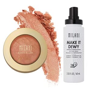 milani make it dewy setting spray and baked blush bellissimo bronze
