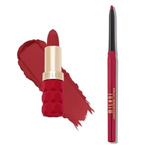 milani color fetish lipstick and understatement lipliner bundle – poppy & sassy cherry