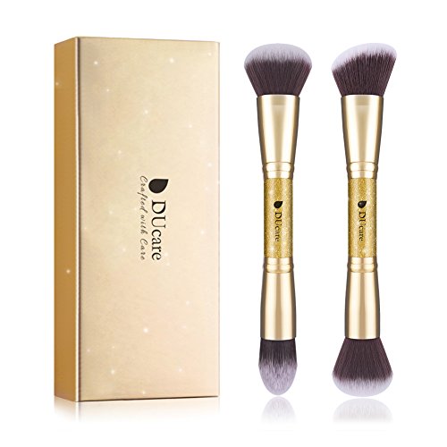 DUcare Makeup Brushes Duo End Foundation Powder Buffer and Contour Synthetic Cosmetic Tools 2Pcs