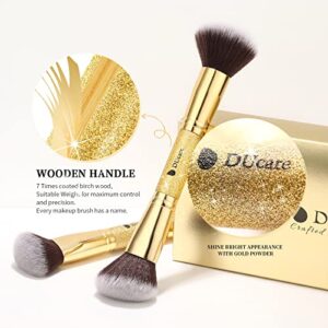 DUcare Makeup Brushes Duo End Foundation Powder Buffer and Contour Synthetic Cosmetic Tools 2Pcs