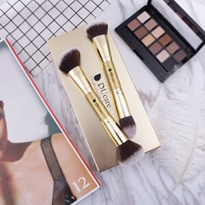 DUcare Makeup Brushes Duo End Foundation Powder Buffer and Contour Synthetic Cosmetic Tools 2Pcs