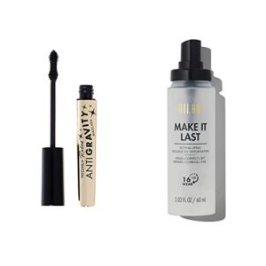 milani make it last 3-in-1 setting spray and primer & milani highly rated anti-gravity black mascara with castor oil and molded hourglass shaped brush