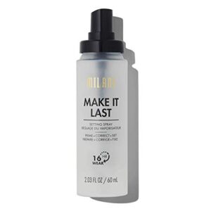 Milani Make It Last 3-in-1 Setting Spray and Primer & Milani Highly Rated Anti-Gravity Black Mascara with Castor Oil and Molded Hourglass Shaped Brush