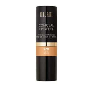 milani conceal + perfect foundation stick – tan (0.46 ounce) vegan, cruelty-free cream foundation – cover under-eye circles, blemishes & skin discoloration for a flawless finish