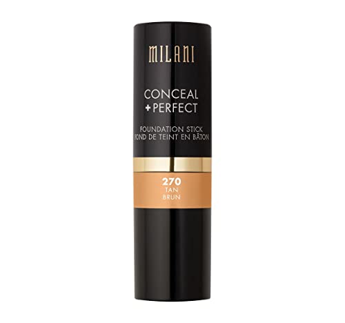 Milani Conceal + Perfect Foundation Stick - Tan (0.46 Ounce) Vegan, Cruelty-Free Cream Foundation - Cover Under-Eye Circles, Blemishes & Skin Discoloration for a Flawless Finish