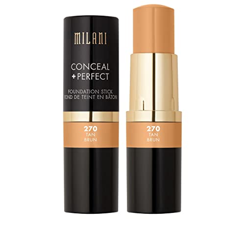 Milani Conceal + Perfect Foundation Stick - Tan (0.46 Ounce) Vegan, Cruelty-Free Cream Foundation - Cover Under-Eye Circles, Blemishes & Skin Discoloration for a Flawless Finish