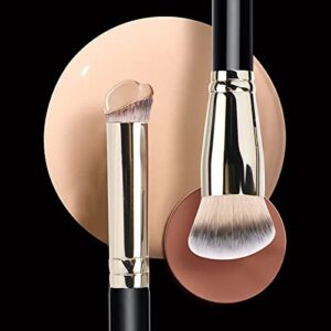 Makeup Brushes Dpolla Pro Foundation Brush and Flawless Concealer Brush Perfect for Any Look Premium Luxe Hair Contour Brush Perfect for Blending Liquid,Buffing,Cream,Sculpting,Mineral Makeup(Black)