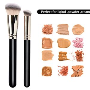 Makeup Brushes Dpolla Pro Foundation Brush and Flawless Concealer Brush Perfect for Any Look Premium Luxe Hair Contour Brush Perfect for Blending Liquid,Buffing,Cream,Sculpting,Mineral Makeup(Black)