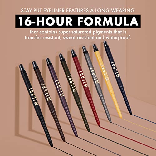 Milani Stay Put Eyeliner - Silver Foxy (0.01 Ounce) Cruelty-Free Self-Sharpening Eye Pencil with Built-In Smudger - Line & Define Eyes with High Pigment Shades for Long-Lasting Wear