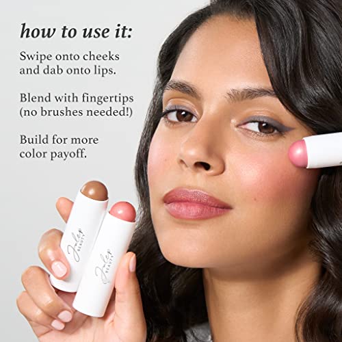 Julep Skip The Brush Cream to Powder Blush Stick - Muted Mauve - Blendable and Buildable Color - 2-in-1 Blush and Lip Makeup Stick