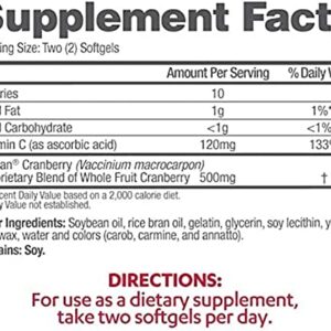 AZO Cranberry Urinary Tract Health Supplement, 1 Serving = 1 Glass of Cranberry Juice, Sugar Free Cranberry Pills, Non-GMO 100 Softgels