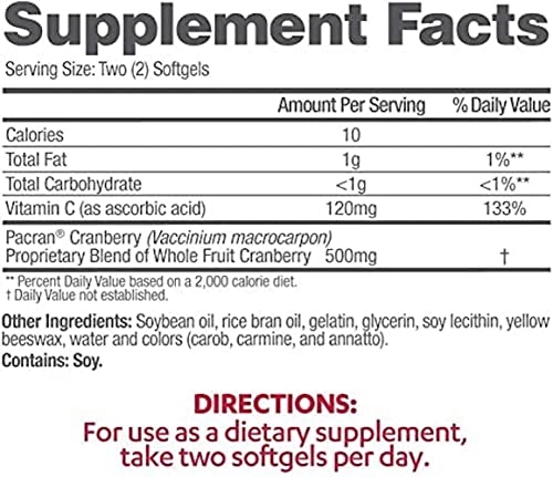 AZO Cranberry Urinary Tract Health Supplement, 1 Serving = 1 Glass of Cranberry Juice, Sugar Free Cranberry Pills, Non-GMO 100 Softgels