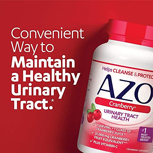 AZO Cranberry Urinary Tract Health Supplement, 1 Serving = 1 Glass of Cranberry Juice, Sugar Free Cranberry Pills, Non-GMO 100 Softgels