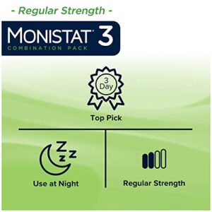 Monistat 3-Day Yeast Infection Treatment Suppositories + Itch Relief Cream, 7 Piece Set