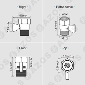 AZOS Brass Shut Off Valve, Water Flow Control Valves for Handheld Shower Head, G1/2 Shower Water Pressure Regulator, Shower Flow Control Valve Chrome