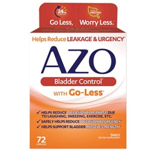 azo bladder control with go-less daily supplement | helps reduce occasional urgency* | helps reduce occasional leakage due to laughing, sneezing and exercise††† | 72 capsules