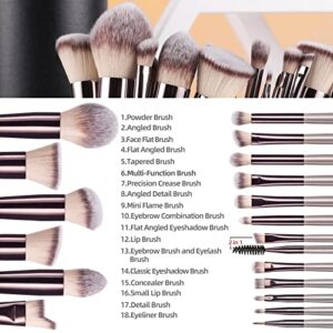 BS-MALL Makeup Brush Set 18 Pcs Premium Synthetic Foundation Powder Concealers Eye shadows Blush Makeup Brushes with black case (A-Champagne)