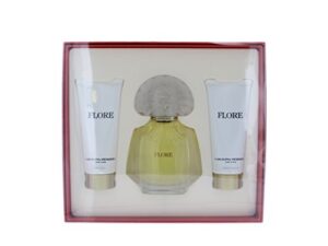 flore by carolina herrera for women. set-eau de parfum spray 3.4 oz & body lotion 3.4 oz & shower gel 3.4 oz