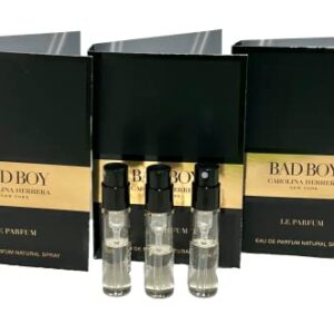 Lot of 3 Carolina Herrera Bad Boy Sample Trial Size Spray Mini Vials 1.5ml 0.05 fl oz