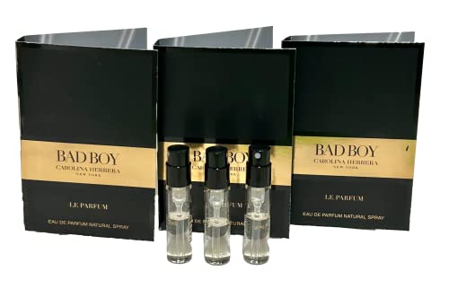 Lot of 3 Carolina Herrera Bad Boy Sample Trial Size Spray Mini Vials 1.5ml 0.05 fl oz