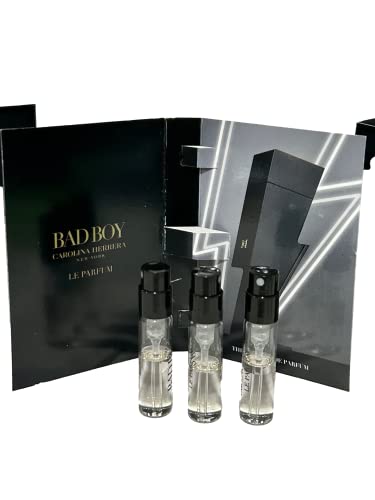 Lot of 3 Carolina Herrera Bad Boy Sample Trial Size Spray Mini Vials 1.5ml 0.05 fl oz