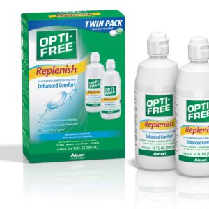 Opti-Free Replenish Multi-Purpose Disinfecting Solution with Lens Case, Twin Pack, 10-Fluid Ounces Each - 2 Count(Pack of 1)