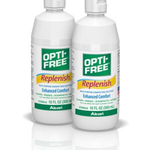 Opti-Free Replenish Multi-Purpose Disinfecting Solution with Lens Case, Twin Pack, 10-Fluid Ounces Each - 2 Count(Pack of 1)