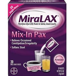 MiraLAX, Laxative Powder for Gentle Constipation Relief Single Dose Packets, 40 Count (2 x 20 Doses)