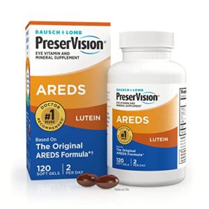 Bausch + Lomb PreserVision AREDS Eye Vitamin & Mineral Supplement, 120 Count Bottle (Soft Gels)