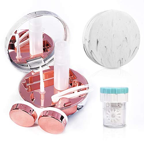 Contact Lens Travel Kit with Cleaner Washer, Portable Contact Box with Mirror Tweezers Remover Tool Solution Bottle for Daily Outdoor