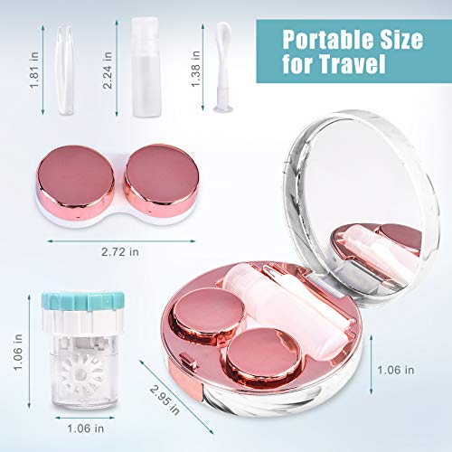 Contact Lens Travel Kit with Cleaner Washer, Portable Contact Box with Mirror Tweezers Remover Tool Solution Bottle for Daily Outdoor
