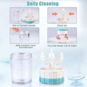 Contact Lens Travel Kit with Cleaner Washer, Portable Contact Box with Mirror Tweezers Remover Tool Solution Bottle for Daily Outdoor