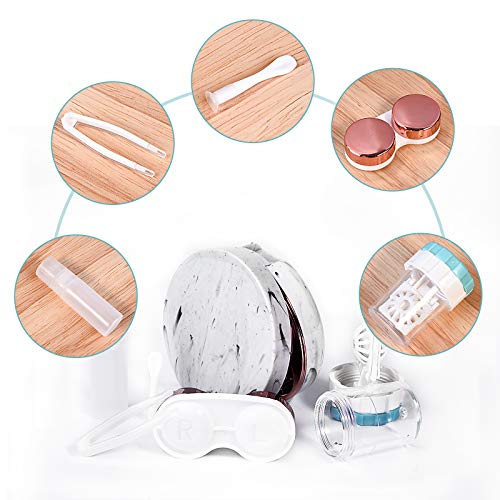 Contact Lens Travel Kit with Cleaner Washer, Portable Contact Box with Mirror Tweezers Remover Tool Solution Bottle for Daily Outdoor