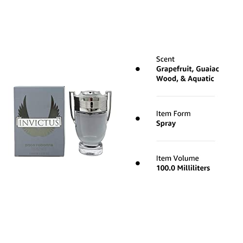 Invictus by Paco Rabanne for Men Eau de Toilette Spray, 3.4 Oz