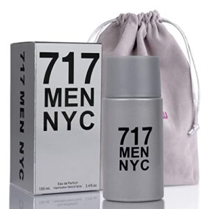 novoglow 717 men nyc- 100ml/3.4 fl oz eau de parfum spray – long lasting citrusy warm spicy & woody fragrance smell fresh & sporty all day includes carrying pouch gift for men for all occasions