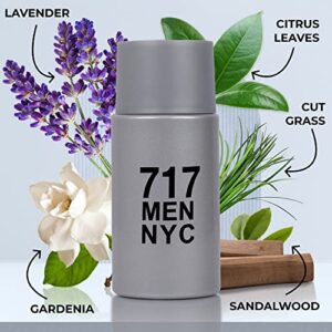 NovoGlow 717 Men NYC- 100ml/3.4 Fl Oz Eau De Parfum Spray - Long Lasting Citrusy Warm Spicy & Woody Fragrance Smell Fresh & Sporty All Day Includes Carrying Pouch Gift for Men for All Occasions