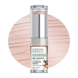 physicians formula organic wear all natural dewy highlighter stick makeup, stick cream to powder, dew frost, dermatologist tested