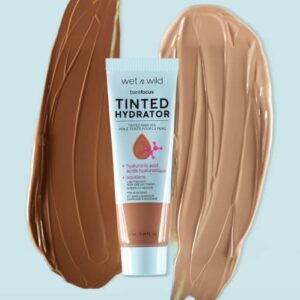 Wet n Wild Bare Focus Tinted Hydrator Matte Natural Finish, Oil-Free Tinted Face Moisturizer Makeup, Hyaluronic Acid, Squalane, Sheer To Medium Coverage, Tan Medium Deep