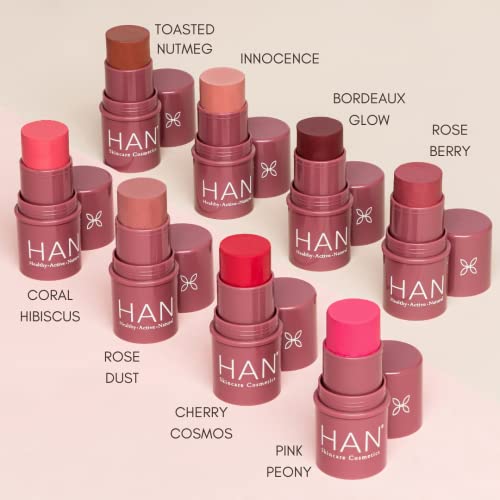 HAN Skincare Cosmetics Vegan, Cruelty-Free, Clean 3-in-1 Multistick for Cheeks, Lips, Eyes, Bordeaux Glow | 0.20 oz