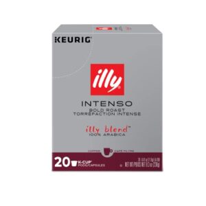 Illy Intense & Robust, Intenso Dark Roast Coffee K-Cups, Made With 100% Arabica Coffee, All-Natural, No Preservatives, Coffee Pods for Keurig Coffee Machines, 20 K Cup Pods (Pack of 1)