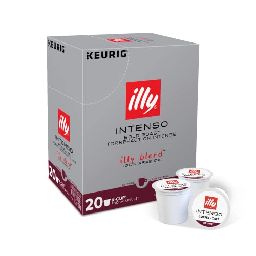 Illy Intense & Robust, Intenso Dark Roast Coffee K-Cups, Made With 100% Arabica Coffee, All-Natural, No Preservatives, Coffee Pods for Keurig Coffee Machines, 20 K Cup Pods (Pack of 1)