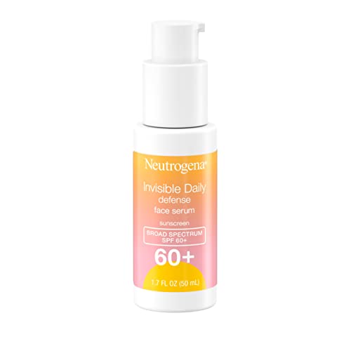 Neutrogena Invisible Daily Defense Face Sunscreen + Hydrating Serum with Broad Spectrum SPF 60+ & Antioxidants to Help Skin Glow, Oil-Free, Fragrance Free, 1.7 fl. oz