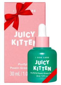 i dew care face serum – juicy kitten | mother’s day, gift, purifying power-green korean skincare with niacinamide, 1.01 fl oz