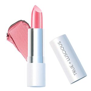 true + luscious super moisture lipstick – clean, vegan and cruelty free – lasting hydration for dry lips with a sheer finish – pink sugar