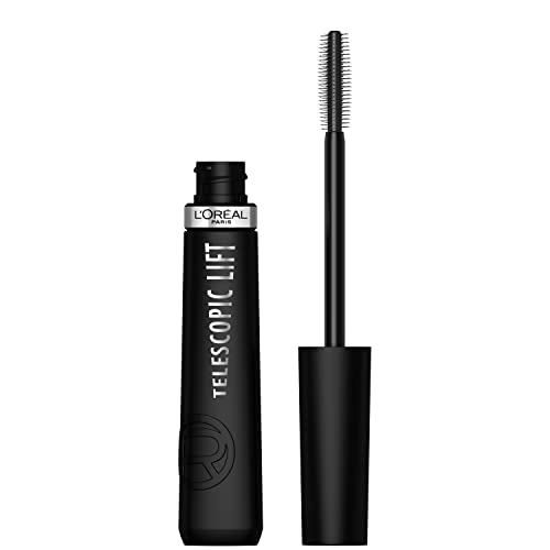 L'Oreal Paris Telescopic Lift Washable Mascara, Lengthening and Volumizing Eye Makeup, Lash Lift with Up to 36HR Wear, Blackest Black, 0.33 Fl Oz