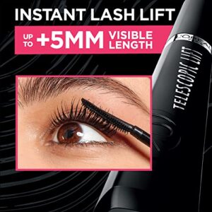 L'Oreal Paris Telescopic Lift Washable Mascara, Lengthening and Volumizing Eye Makeup, Lash Lift with Up to 36HR Wear, Blackest Black, 0.33 Fl Oz