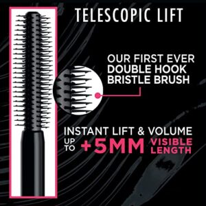 L'Oreal Paris Telescopic Lift Washable Mascara, Lengthening and Volumizing Eye Makeup, Lash Lift with Up to 36HR Wear, Blackest Black, 0.33 Fl Oz