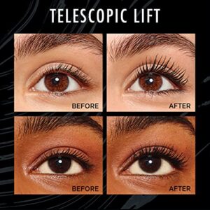 L'Oreal Paris Telescopic Lift Washable Mascara, Lengthening and Volumizing Eye Makeup, Lash Lift with Up to 36HR Wear, Blackest Black, 0.33 Fl Oz